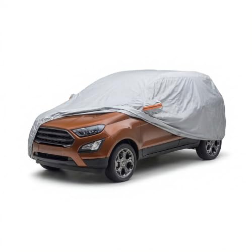 Image of myTVS 100% Waterproof Car Body Cover for Ford EcoSport - Custom-Fit, Double-Layer, UV & Dust Proof, Mirror Pockets & Elastic Clip Lock (CSK 7A)