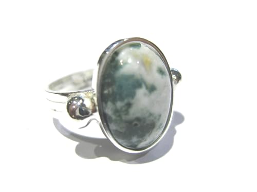 Bague agate mousse argent 925 blanc de haute joaillerie artisanale