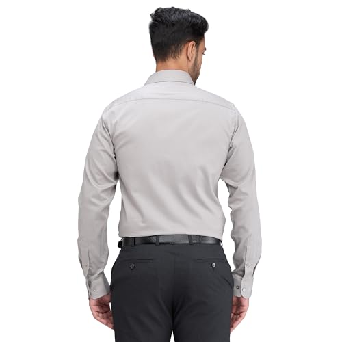 Image of Raymond Men's Slim Fit Solid Pattern Pure Cotton Semi Cut Away Collar Full Sleeve Formal Shirt