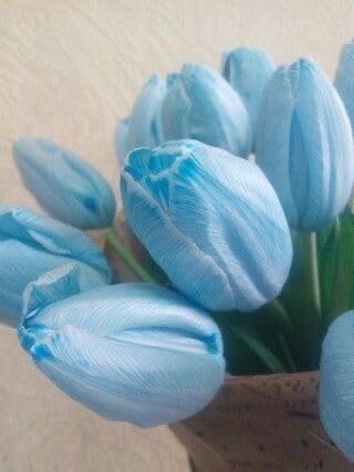 Image of CosaCentrum Beautiful Decorative Artificial Tulip Flower Bunches for Home decor (Sky Blue, Pack of 11)