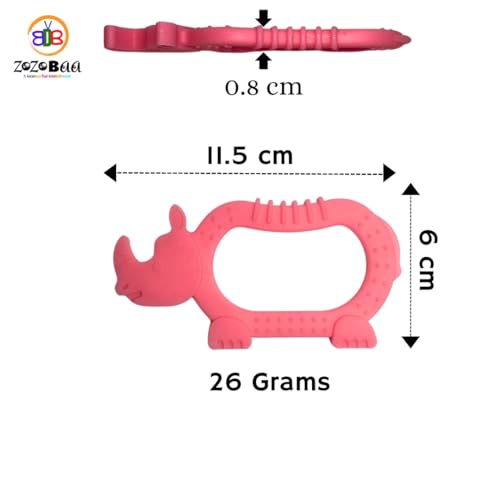 Image of Cute Shape Soft Silicone Teether for Baby Gums, Teething Toys for Babies, BPA Free, Pain-Relief, Non-Toxic, 100% Food Grade, Soothing, Easy to Grasp Chewable - Rhino+Hand+Dog (Pack of 3)