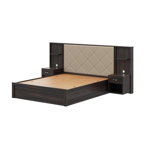 Image of Wakefit Bed | 3 Yr Warranty | Bed Queen Size, Storage Box & Beige Fabric Cushioned Upholstery Headboard, Density:680-750kg /m, Termite & Borer Resistant, Fits Mattresses Up to 8 inches(Noctis78x60-WM)