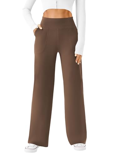 Womens Wide Leg Yoga Pants Casual Work Dress Pants Lounge Sweatpants High Waist Comfy Loose Trousers with Pockets