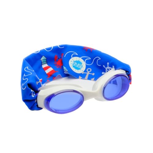 Image of Splash Place KIDS SWIM GOGGLES with Fabric Strap | Tangle-Free Swimming Goggles for Kids (ANCHORS AWAY)