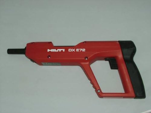 Side view of the Hilti DX E72 Powder Actuated Nailer, showing its red body and black handle.