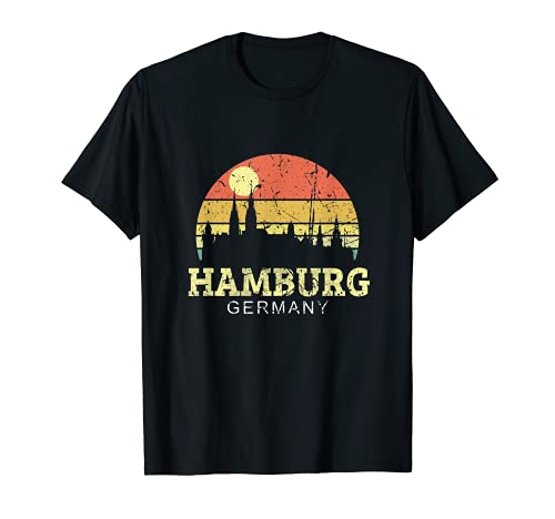 Retro Vintage Skyline Hamburg Camiseta Hamburgo City Regalo Camiseta