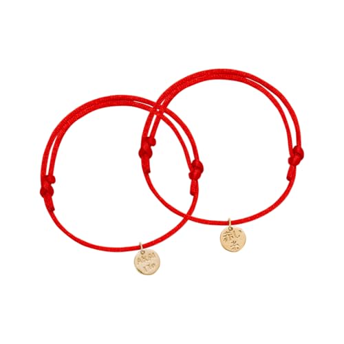 KAKI La Felicità è Nelle Piccole Cose Braccialetto Filo Rosso del Destino Coppia Oro, Akai Ito 赤い糸, Bracciale Amicizia e Amore, Regalo Simbolico per Lui e Lei