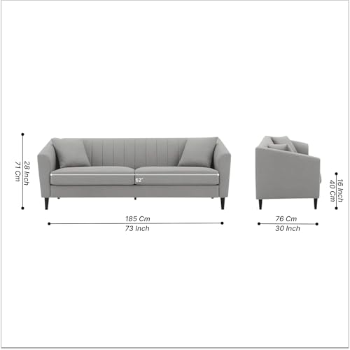 Image of Avion Natalia 3+2 Seater Sofa Set with Ottoman for Living Room Light Grey | Modern 6 Person Sofas Furniture | Fabric Sofa Set 6 Seater Couch for Guests Room Festival Gifts