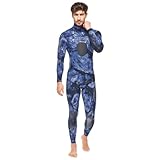 SEAC Makaira 2mm Camo Spearfishing Wetsuits for Man Two-Pieces Design Premium Yamamoto Neoprene with Super Stretch Armpit for Freediving, Camo Blue, Small
