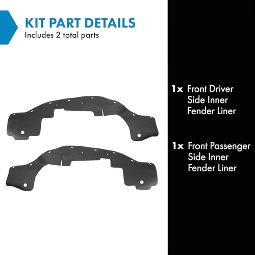 Image of TRQ Front Inner Fender Liner Set Compatible with 2003-2014 Chevrolet Express 1500 2003-2023 Express 2500, 3500 GMC Savana 1500, 2500, 3500 GM1250131 GM1251131