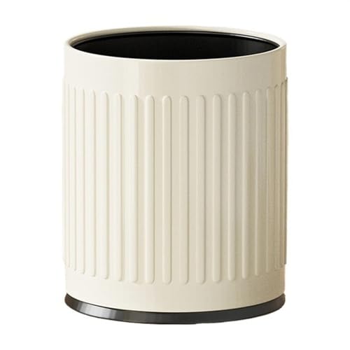 Poubelle ronde moderne en métal Cream White 14L avec seau amovible