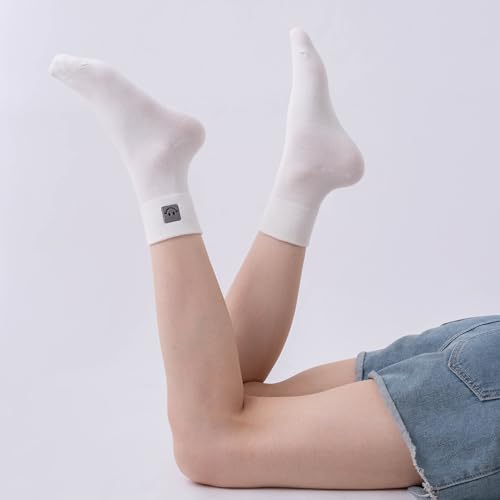 Image of HUGSWEET Cotton Soft Comfy Crew Ankle above Socks for Women Gift 5-10 Pairs | Colorful Casual Cute Funny Smiley Face Quarter Mini Crew Thin Socks, Elastic Lightweight Gifts for Women