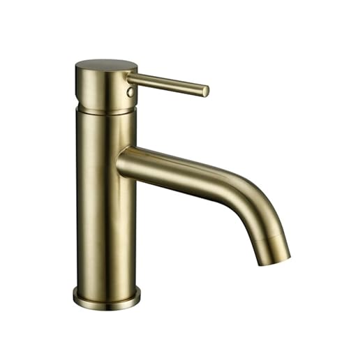 Grifo De Lavabo Grifos de lavabo Grifo baño redondo negro mate blanco cobre cepillado y dorado grifo mezclador fregadero pequeño(Color-6)