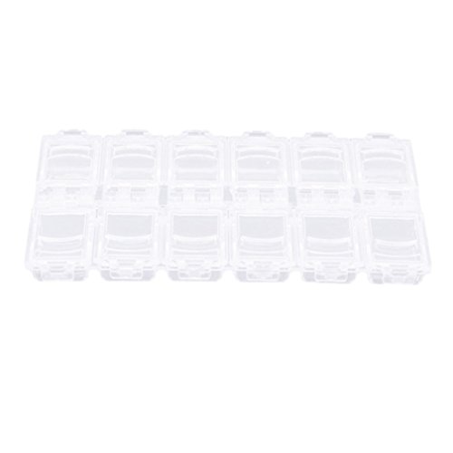 SONGLIN 12 Grid Plastic Nail Tool Jewelry Storage Box Rhinestone Organizer Container Case Nails Art Supplies (Transparent)