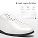 HEEZ Men's Dress Shoes Patent Leather, Formal Tuxedo Shoes for Men with Plain Toe, Non Slip Lace up Oxford for Wedding Prom Party Dance Business White
