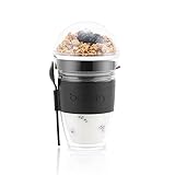 Bodum 11922-01B JOYCUP Granola To Go, doppelwandiger Kunststoff, mit Deckel und Löffel, 0,25 L, Schwarz