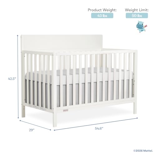 Image of Fisher-Price Meadowbrook 4-in-1 Convertible Full Size Baby Crib, Wooden Nursery Furniture, Converts to Toddler Bed with Guardrail, Daybed & Full-Size Bed, Greenguard Gold, BSA Certified, Cannoli Cream