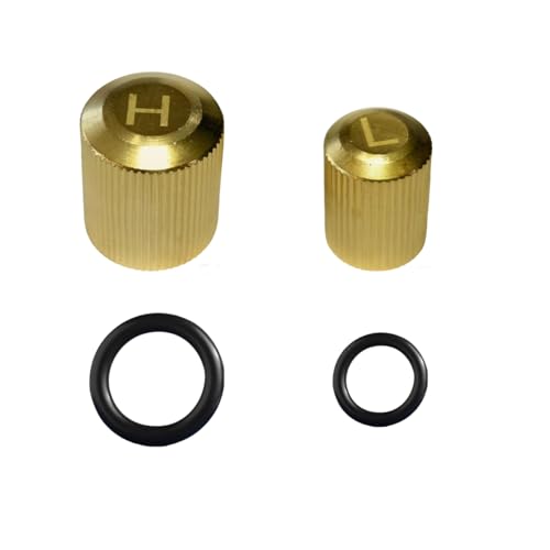 Brass Car AC Valve Caps for R134a System | Heavy-Duty High & Low-Side Service Port Caps | Leak-Proof Covers for BMW, Benz & More
