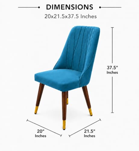 Image of WOODEN SPACE 4 Seater Wooden Dining Table Set | Urban Marble Top Dining Table with Chairs for Dining Room & Kitchen (Modern Frontline Blue) (42 x 42 x 30 inch)