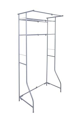 Spetebo Estantería de metal para lavadora con ancho variable – 170 x 60 – 90 cm – Estantería de pie gris con 2 estantes, estantería de baño, lavandería, organizador de inodoro independiente