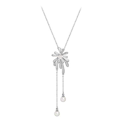 Collier Pendentif Pompon Feu d'Artifice Féminin - Chaîne de Clavicule Dorée 54+4 cm