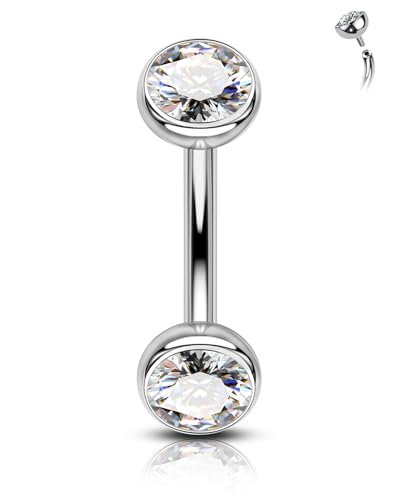 CM Ceareesi Mania Rook Piercing Jewellery G23 Titanium Vertical Labret Lip Bars 16G Eyebrow Piercing Helix Cartilage Curved Barbell Internally Threaded Daith Tragus Jewelry for Women Men 8mm