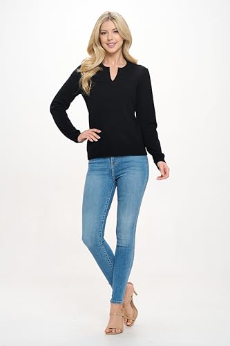Image of Women's 100% Cashmere Soft Long Sleeve V Neck Crew Neck Sweater