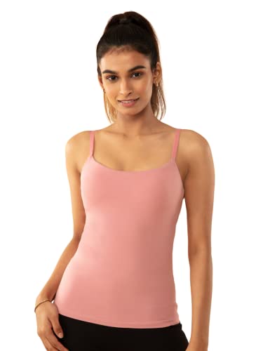 Image of NYKD Cotton Everyday Bramisole for Women - Camisole with in-Built Bra, Padded & Moulded Cups, Adjustable Straps - NYC003