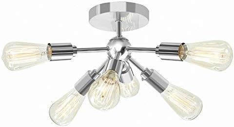 Style Selections Grayford 22.2-in W Brushed Nickel Semi-Flush Mount Light