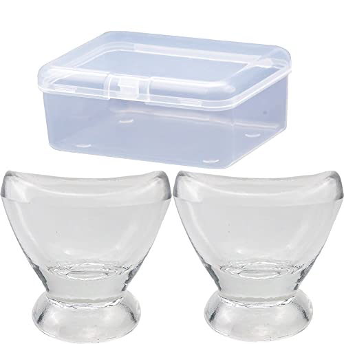 Boyizupha® 2Pcs Transparent Glass Eye Wash Cup for Eye Rinse,Cleansing with Storage Container,Set of 2