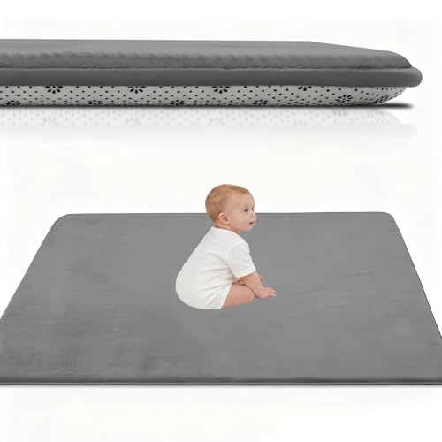 2.5CM Alfombra Bebe Gruesa, Alfombra De Habitacion Bebe Antideslizante Manta Juegos Bebes, Colchoneta Suelo Niños 140 x 160 cm Gris Oscuro para Habitación Infantil Guardería Alfombra de área