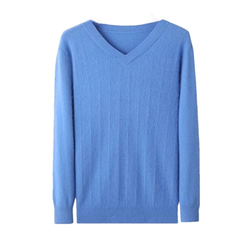 Men's V-Neck Knitted Sweater Thickened Pullover Loose Fit Fall Winter Wool Cashmere Top