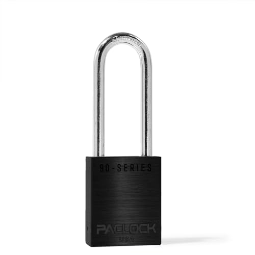 Image of PACLOCK's SR-90A Padlock, 2-1 /2 inch Tall Hard. Steel Shackle, High Security 6-Pin Cylinder, One Lock Keyed to a Number U-Pick! w / 2 Keys, Black