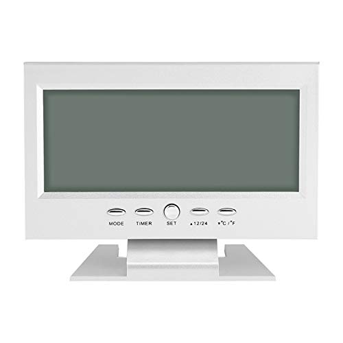 Reloj eléctrico, Sensor de Sonido Digital LCD Iluminado con Pantalla de Temperatura Pantalla de Temperatura en Tiempo Real(Silver) Cover