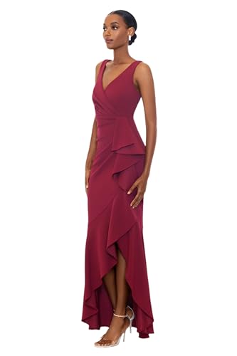 Image of Betsy & Adam Women's Xscape Women's Halter Mock Neck Ruffle Knee Length Dress