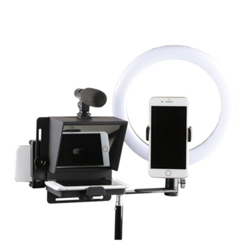 Image of Portable Teleprompter, Teleprompter Portable Prompter Smartphone for News Interview from Speech DSLR Cameras Mobile Phone with Remote Control,for Streaming(Phone Version)