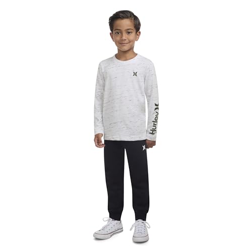 Image of Hurley boys Long Sleeve Soft Basic Cloud Slub T-shirt and Shorts 2-piece Outfit Set