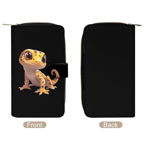 Cute Leopard Gecko Fashion Women's Wallet RFID Blocking Bifold Clutch Purse Compact Card Holder 19.7x11x3.5cm3