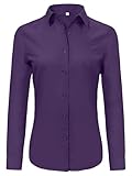 Ruisin Womens Button Down Shirts for Women Formal Work Button-Down Shirt Dress Blouses Tops Dark Purple Size XXL