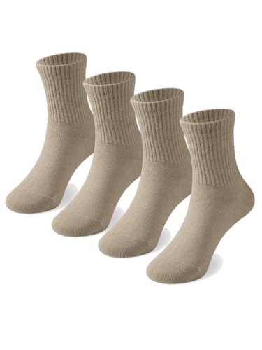 COTTON DAY Unisex School Kids Boys Girls Soft Cotton Athletic Socks 6-8 Years Khaki Size M (8)