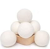 Organic Wool Dryer Balls | Reusable Natural Fabric Softener | Reduces Wrinkles & Drying Time | Large Dryer Balls is a Better Alternative to Plastic Balls and Liquid Softener| Saves Energy (Pack of 6)
