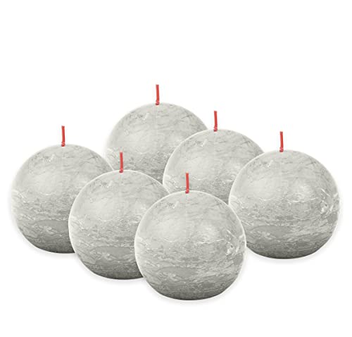 Bolsius Rustik Kugelkerze - Hellgrau - 6 Stück - Ø 7.6 cm -...