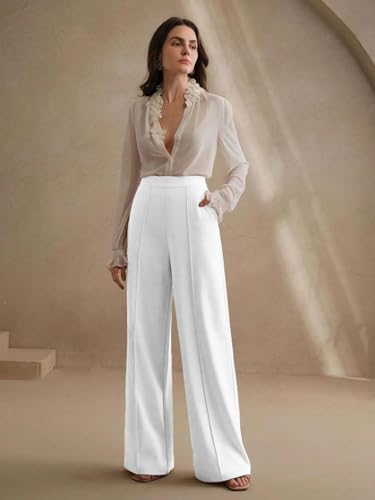 Image of KOTTY Women's Formal and Casual Pants - Straight Palazzo and Wide Leg Trousers for Women in Cotton Lycra and Stretchable Fabric