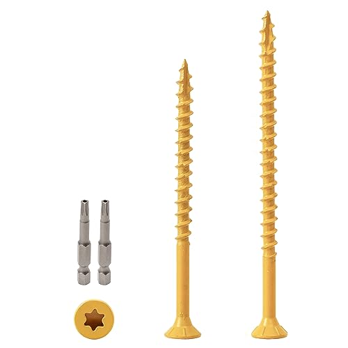 Image of LIONMAX Deck Screws Assortment Kits 170PCS, 2 Size Wood Screws Kits | #10 x 3 90PCS, #10 x 3-1 /2 inch 80PCS, Star Drive, Coarse Thread, Exterior Use, Self-Tapping, T25 Bit Included