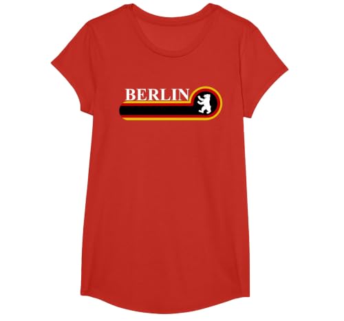 Capital of Germany Berlin Berlin Bear T-Shirt, Girls, Red, Medium