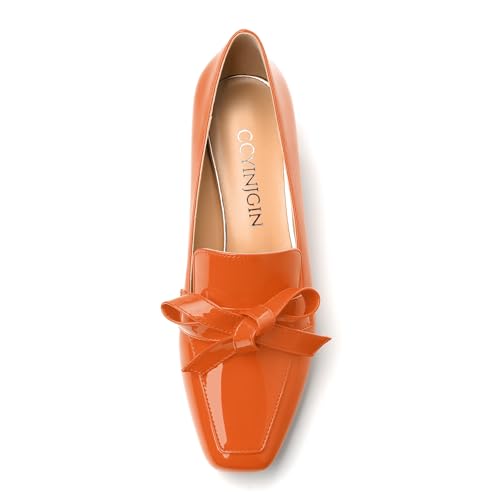Image of Womens Loafer with Heel, Comfortable Chunky Heels for Women, Loafers Shoes with Bowknot Womens Bunion Dress Shoes
