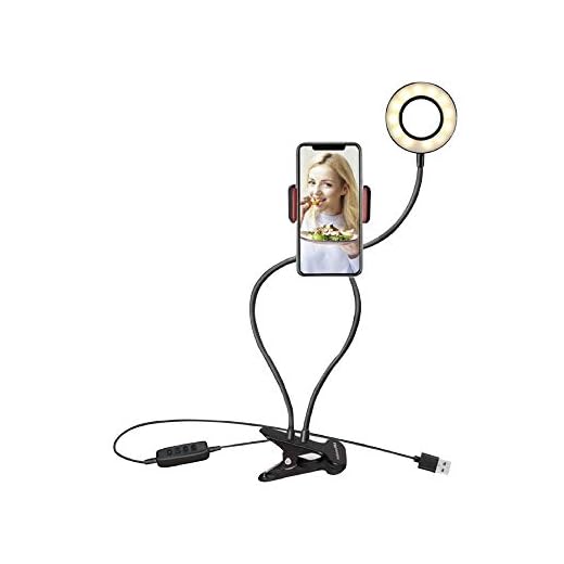 Kit Ring Light LED com Suporte de Celular Mesa Live Makeup