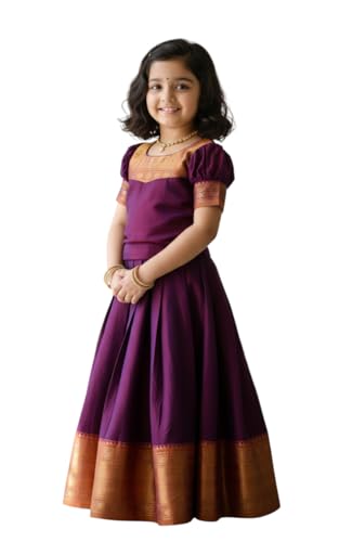 Image of Kids Girl Ethnic Silk Pattu Lehenga Choli for Traditional Indian Wear | Premium Silk Ethnic Dress | Ready-to-Wear Kids Lehenga Choli Set