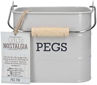 KitchenCraft Living Nostalgia, Hanging Metal Peg Tin. French Grey, 14.5 x 14.5 x 12 cm