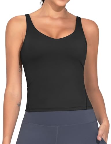 Image of THE GYM PEOPLE Women's Longline Sports Bra Wirefree Padded Workout Yoga Tank Top